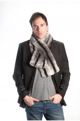 Rex chinchilla fur scarf - horizontal - unisex